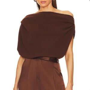 The Sei Asymmetric Drape Sweater in Chocolate